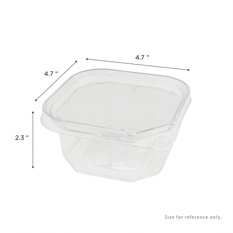 12oz PET Tamper Resistant Square Container, Clear