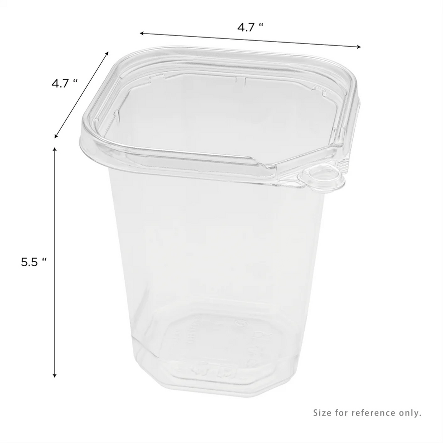 32oz PET Tamper Resistant Square Container, Clear