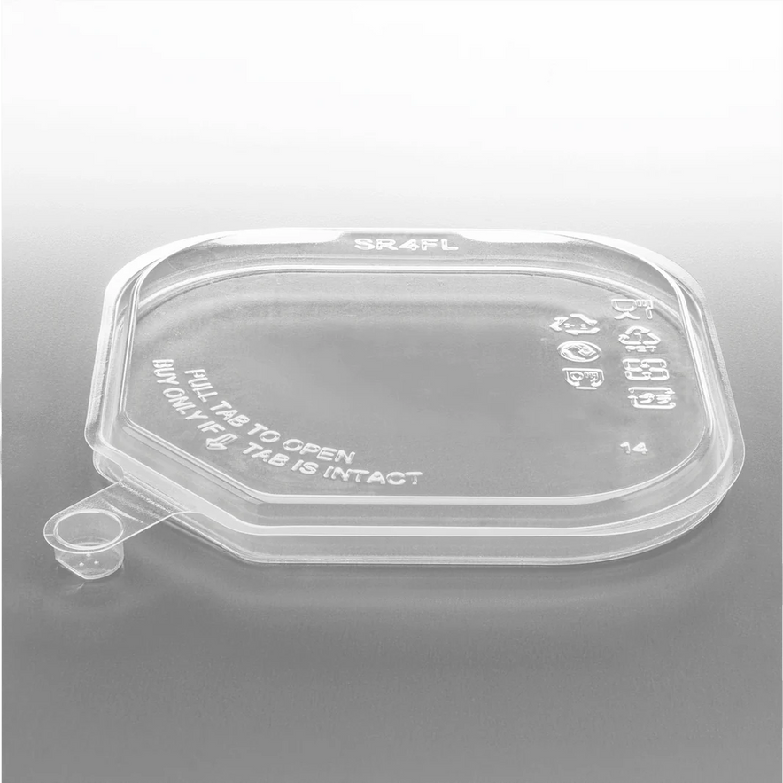 109mm PET Flat Lid for 8-32oz PET Tamper Resistant Square Container, Clear