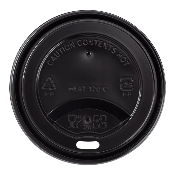 80mm PP Sipper Dome Lid for 8oz Paper Hot Cup, Black