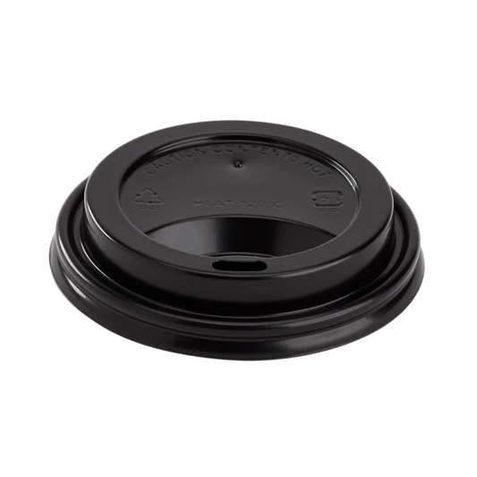 80mm PP Sipper Dome Lid  for 8oz Paper Hot Cup, Black