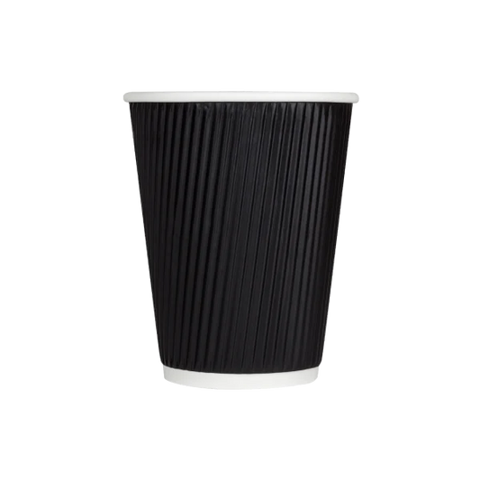 90mm 12oz Ripple Paper Hot Cup, Black