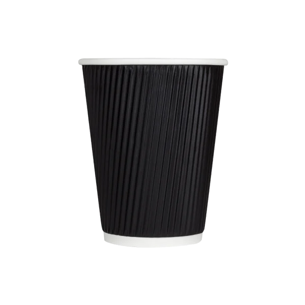90mm 12oz Ripple Paper Hot Cup, Black