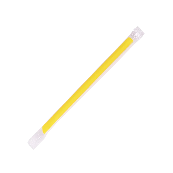 9" Diagonal Cut Boba Straws Poly Wrapped, Mixed Colors