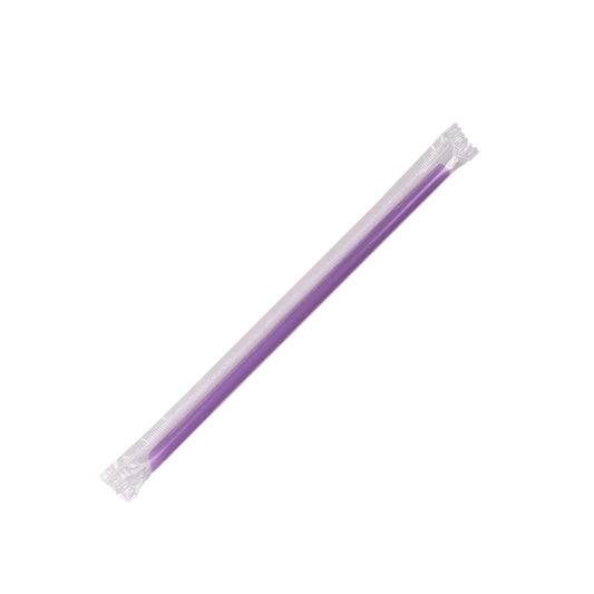 7.75" Giant Straws (8mm) Poly Wrapped, Purple