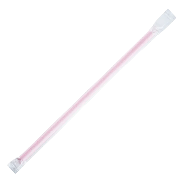 9" Giant Straws (8mm) Paper Wrapped, Red