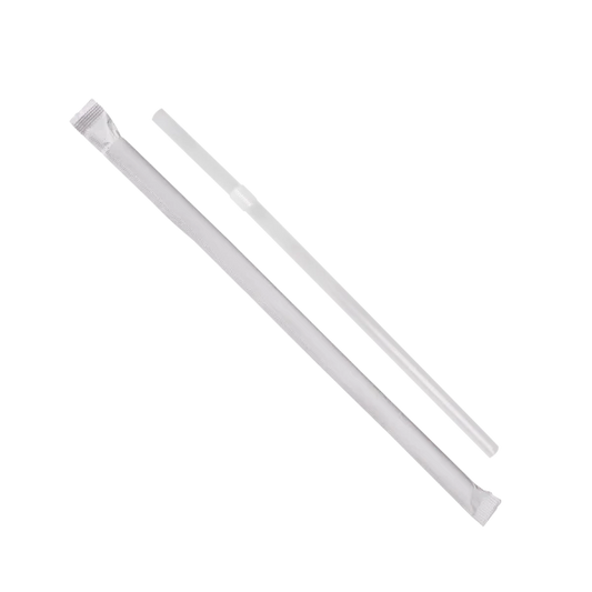 7.75" Flexible Jumbo Straws (5mm) Paper Wrapped, Clear