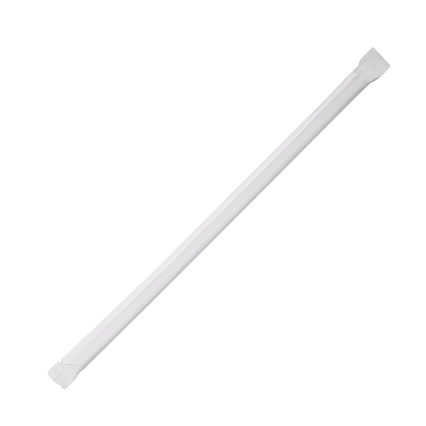 7.75" Jumbo Straws (5mm) Paper Wrapped, Clear