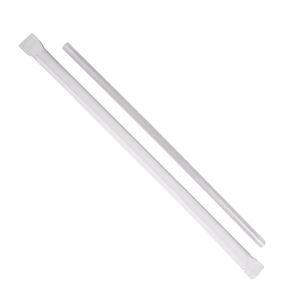7.75" Jumbo Straws (5mm) Paper Wrapped, Clear