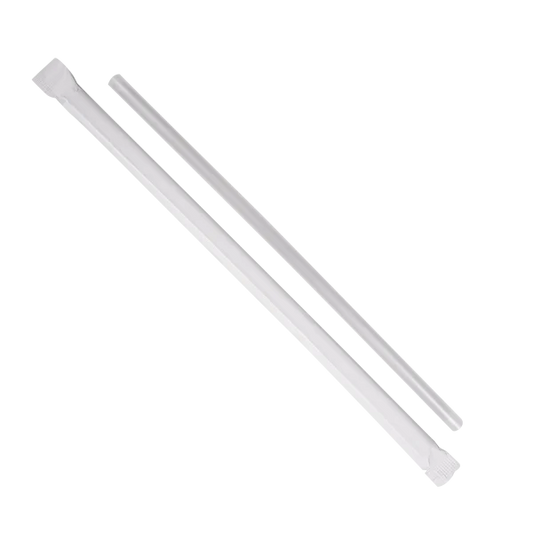 7.75" Jumbo Straws (5mm) Paper Wrapped, Clear