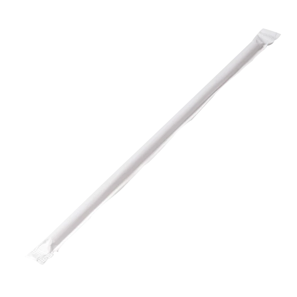 8.75" Jumbo Straws (5mm) Paper Wrapped, Clear