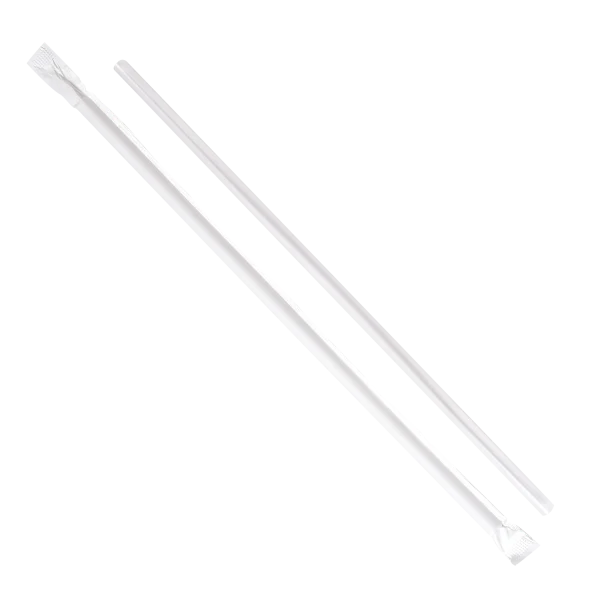 8.75" Jumbo Straws (5mm) Paper Wrapped, Clear