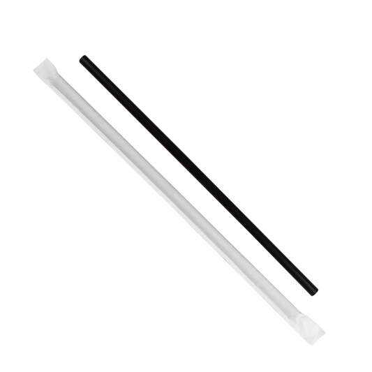 10.25" Giant Straws Paper Wrapped (8mm), Black