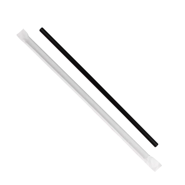 10.25" Giant Straws Paper Wrapped (8mm), Black
