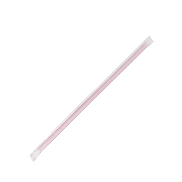 10.25" Giant Straws Paper Wrapped (8mm), Red