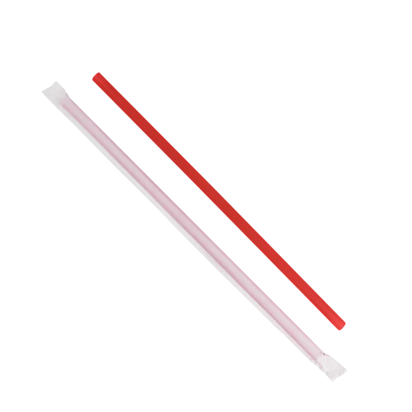 10.25" Giant Straws Paper Wrapped (8mm), Red