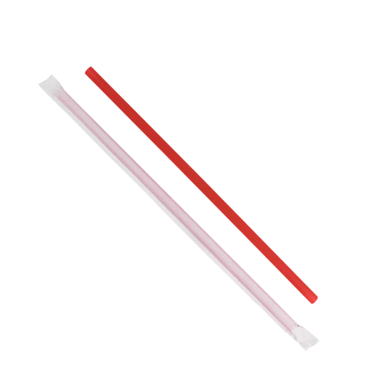 10.25" Giant Straws Paper Wrapped (8mm), Red