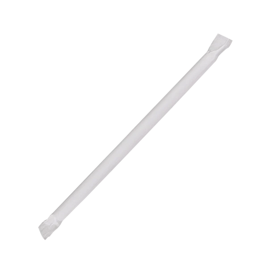 7.75" Giant Straws (8mm) Paper Wrapped, Clear