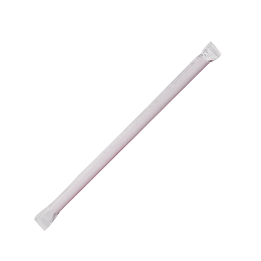 7.75" Giant Straws (8mm) Paper Wrapped, Red
