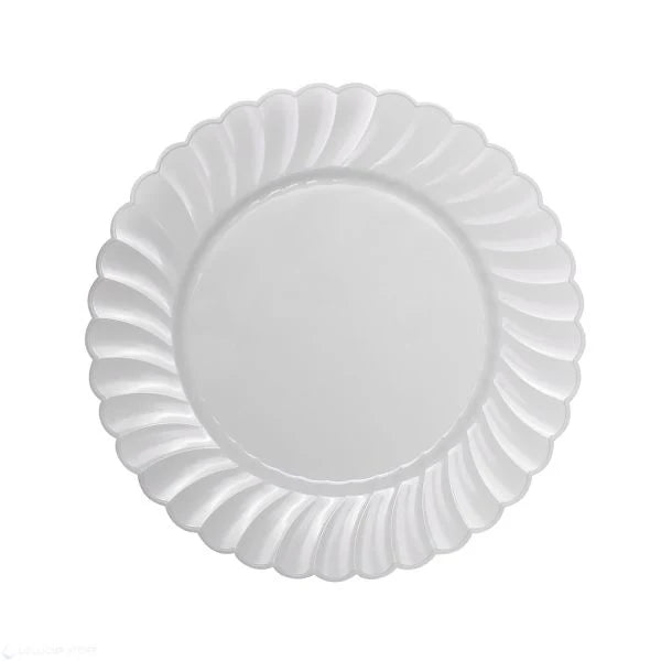 7" PS Plastic Scalloped Plate, White