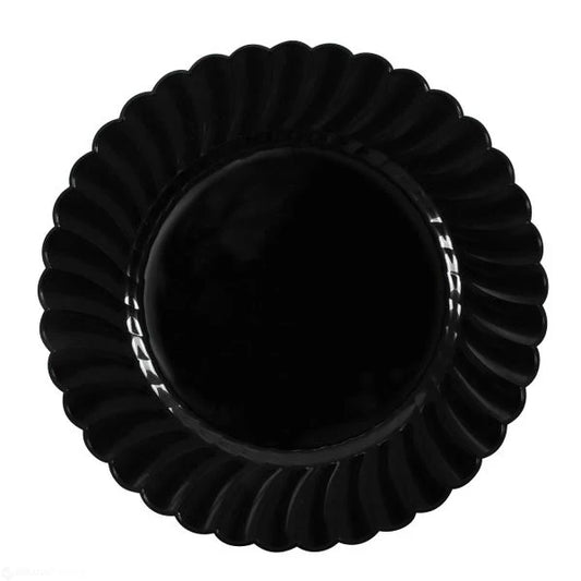 10.25" PS Plastic Scalloped Plate, Black