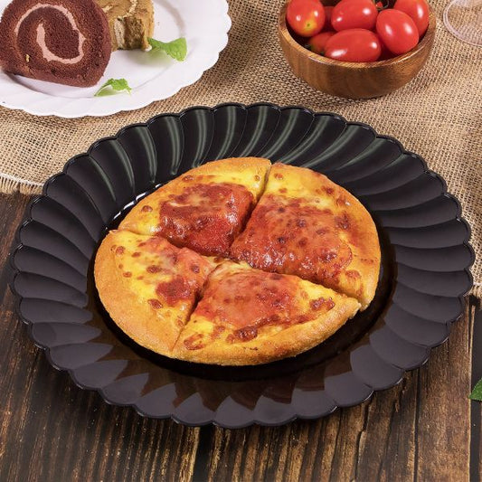 10.25" PS Plastic Scalloped Plate, Black