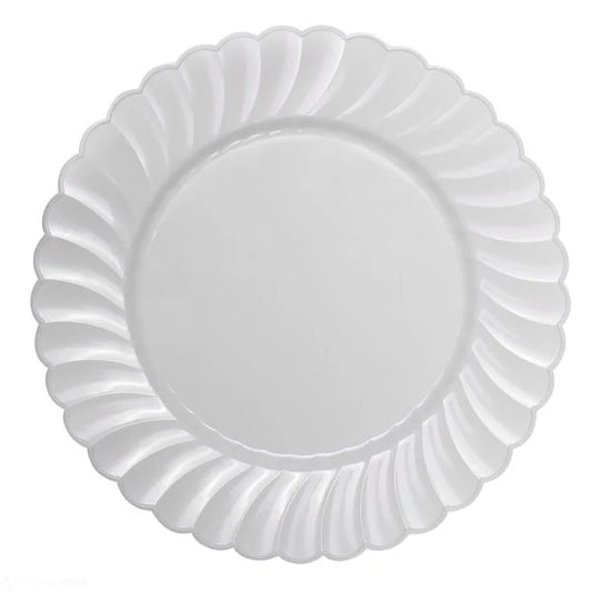 10.25" PS Plastic Scalloped Plate, White