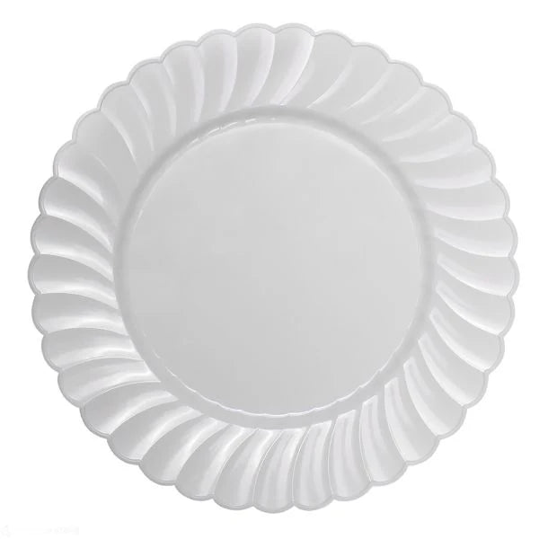 10.25" PS Plastic Scalloped Plate, White