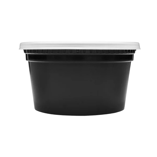 12oz Black PP Injection Molded Round Deli Container with Lid