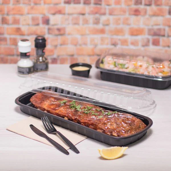 Full Slab Black PP Plastic Rib Container with Clear OPS lid