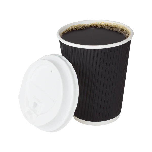 90mm 12oz Ripple Paper Hot Cup, Black