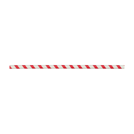 10.25" Giant Paper Spiral Straw (7mm) Paper Wrapped, Red & White