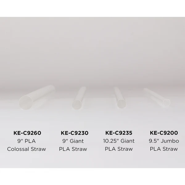 9" PLA Colossal Paper Wrapped Straw (10mm), Clear