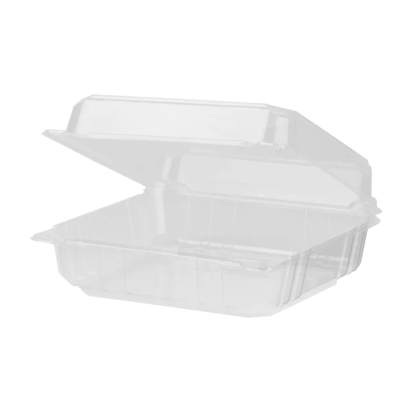 9"x9" PLA Hinged Container, Clear