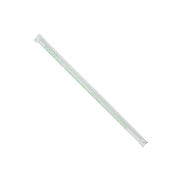8.75" Giant PLA Straw (7mm) Paper Wrapped, Clear