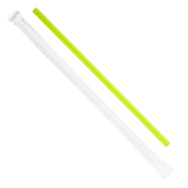 8.75" Giant PLA Straw (7mm) Paper Wrapped, Green