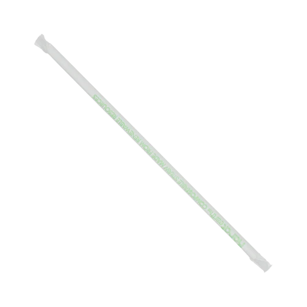 10.25" Giant PLA Straw (7mm) Paper Wrapped, Clear