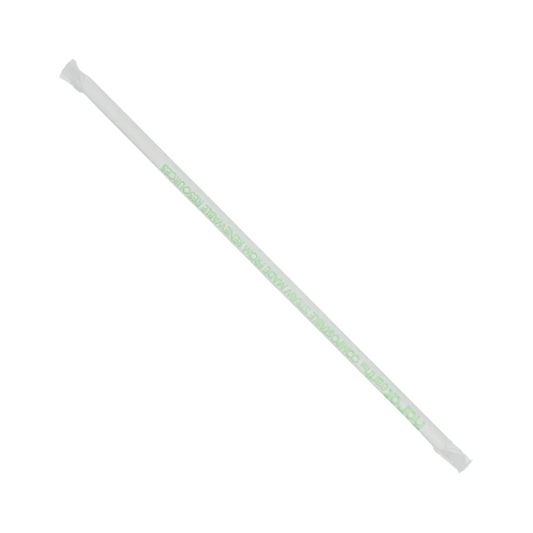 10.25" Giant PLA Straw (7mm) Paper Wrapped, Clear