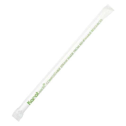 7.75" Giant PLA Straw (7mm) Paper Wrapped, Clear