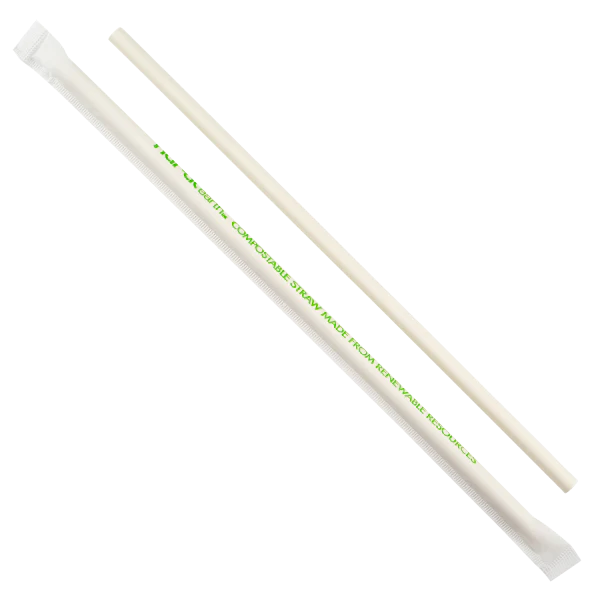 9" Jumbo Paper Straw Wrapped, White