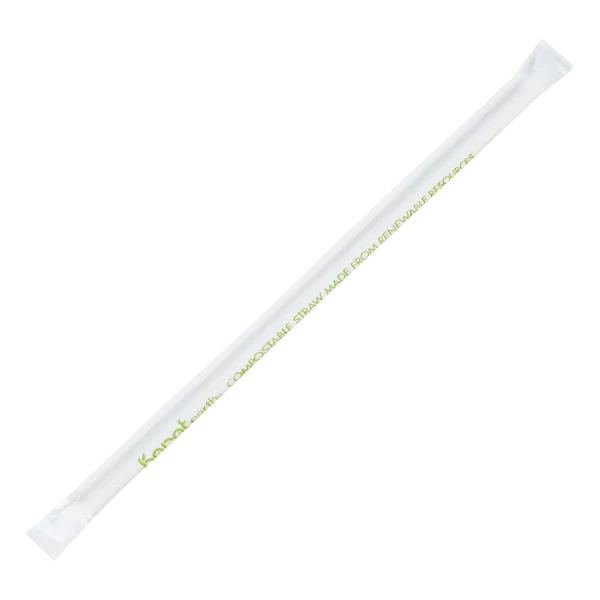 9" Giant Paper Straw (7mm) Wrapped, White
