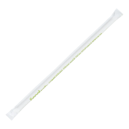 9" Giant Paper Straw (7mm) Wrapped, White