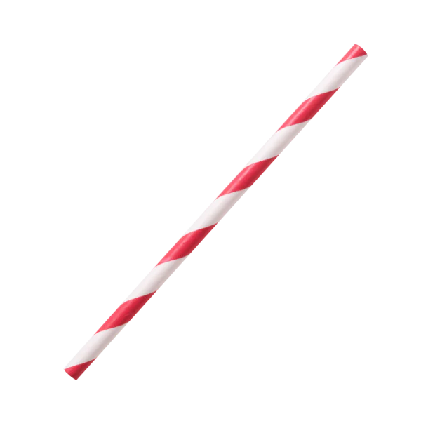 5.25" Stir Paper Straw(5mm) Unwrapped, Red Spiral