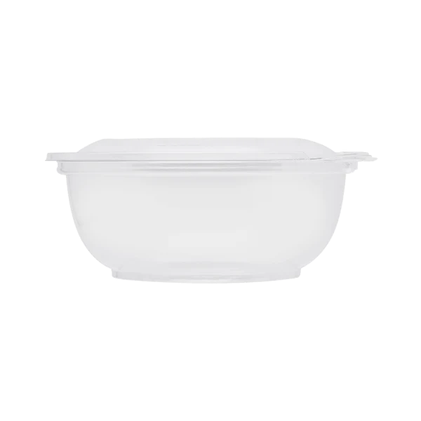 24 oz PET Plastic Tamper Resistant Hinged Salad Bowl with Dome Lid