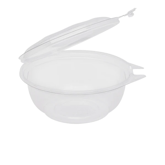 24 oz PET Plastic Tamper Resistant Hinged Salad Bowl with Dome Lid