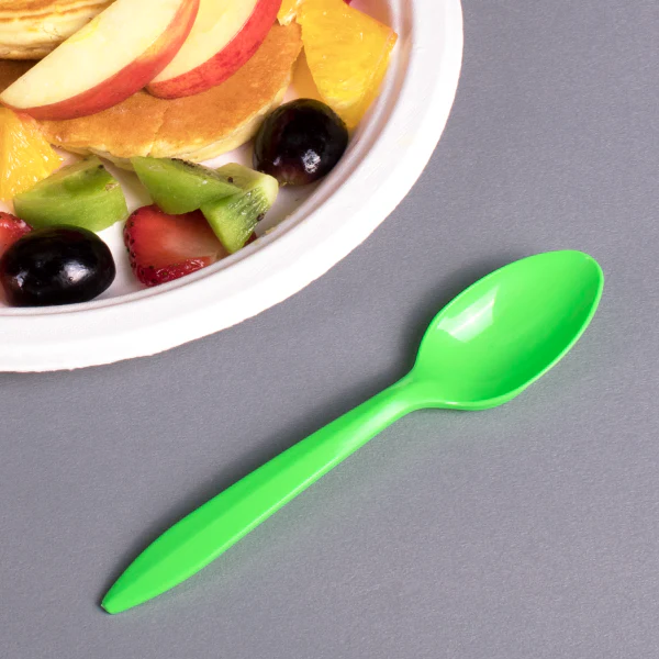 PP Plastic Medium Weight Tea Spoons, Green