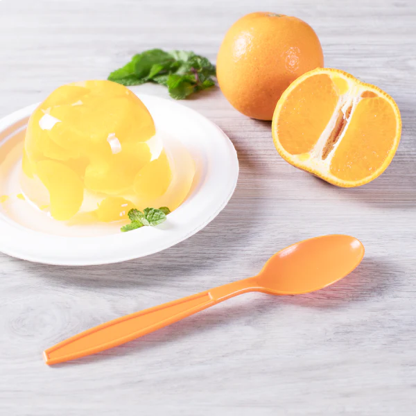 PP Plastic Extra Heavy Weight Tea Spoons, Orange