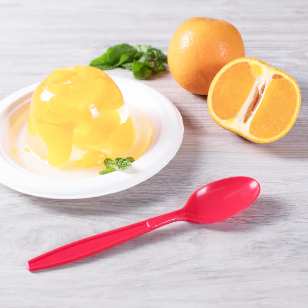 PP Plastic Extra Heavy Weight Tea Spoons, Red