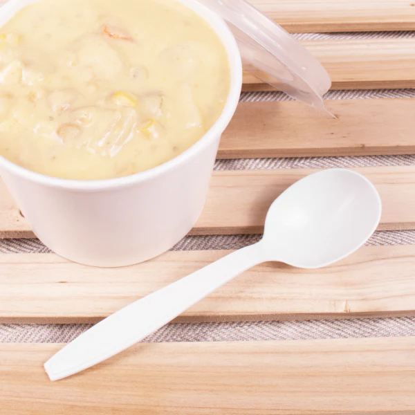 PP Plastic Heavy Weight Soup Spoons Wrapped, White