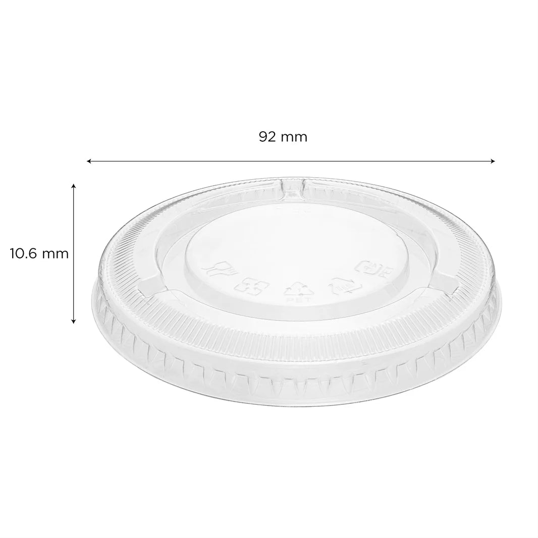 PET Plastic Flat Lids (92mm), No Hole